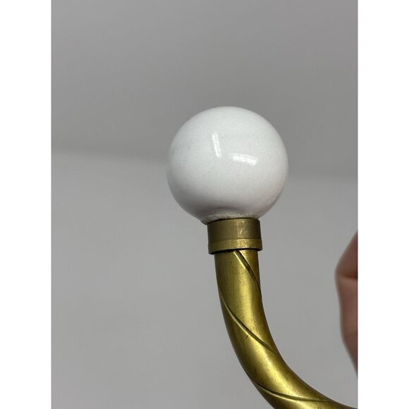 Vintage Brass Bow Wall Hook W/Porcelain Knob Wall Mount Towel Coat Towel Hang - Picture 4 of 7